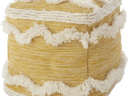 Nourison Life Styles Woven Chevron Pouf Mustard by Mina Victory Hot on Sale