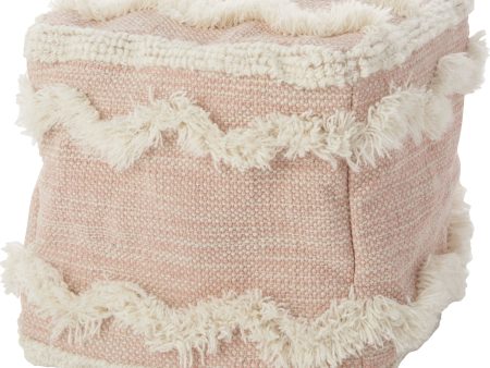 Nourison Life Styles Woven Chevron Pouf Blush by Mina Victory For Sale