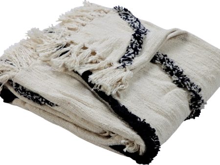 LR Resources Throws 80145 Natural Navy Throw For Discount