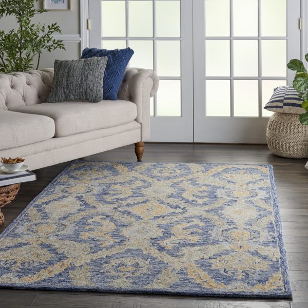 Azura AZM03 Navy Blue Area Rug by Nourison For Sale