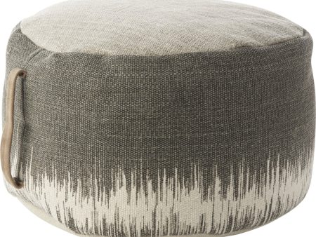 Nourison Life Styles Stonewash Drum Pouf Charcoal by Mina Victory Sale