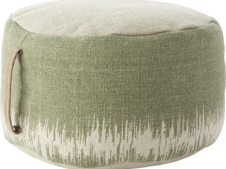 Nourison Life Styles Stonewash Drum Pouf Sage by Mina Victory Online