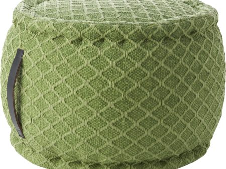 Nourison Outdoor Pillows Woven Lattice Pouf Green by Mina Victory Hot on Sale