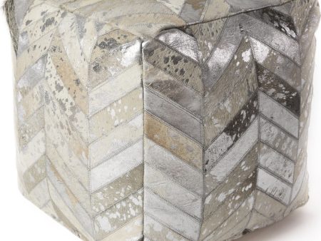 KAS Pouf F852 Hide Herringbone With Foil Hot on Sale