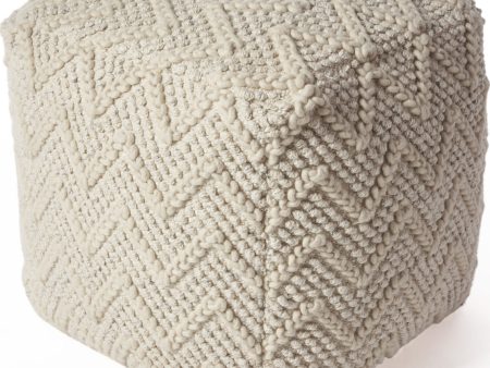 KAS Pouf F862 Ivory Chevron Cable Online Hot Sale