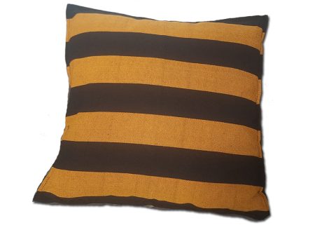 Handloom Cushion Cover Striped Black Orange For Cheap